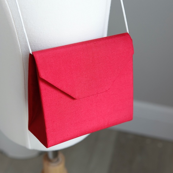 Strasburg Child's Red Silk PURSE with White Satin Strap